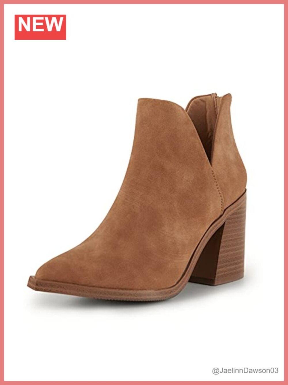 Womens Slip On Ankle Boots Pointed Toe Chunky Stacked Heel Faux Leather Faux